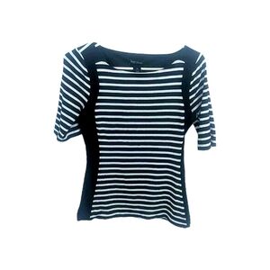 Black & White Stripe Short Sleeve Colorblock Shirt XS